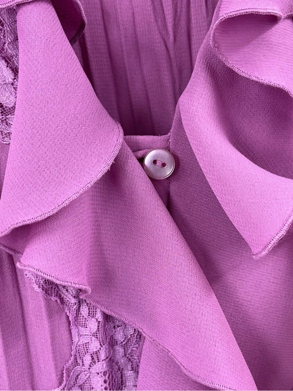 Oscar de la Renta Magenta Ruffled Button-Front Blouse - Picture 2 of 4